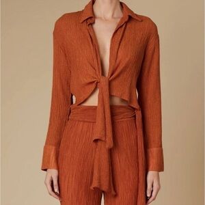 New! Savannah Morrow Vea Blouse‎ Papaya Signature Handloom Fabric